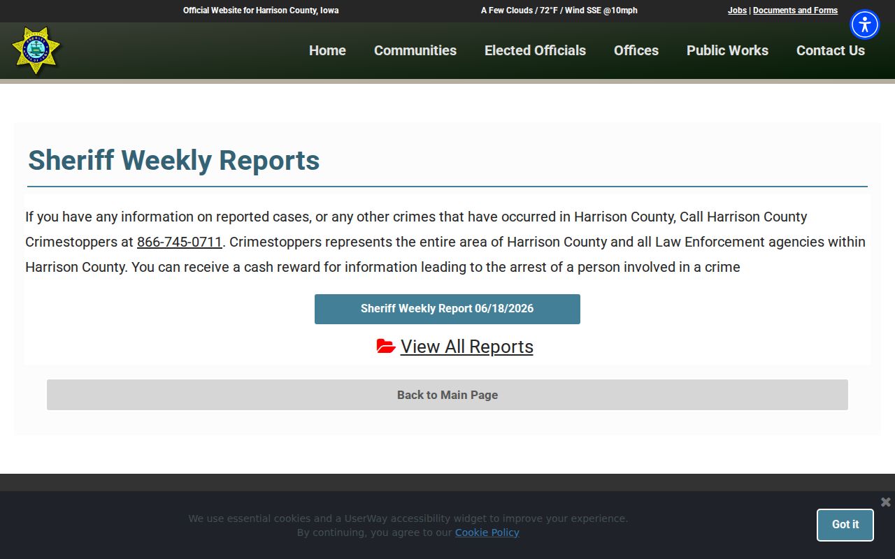 Harrison County sheriff weekly arrest report archive