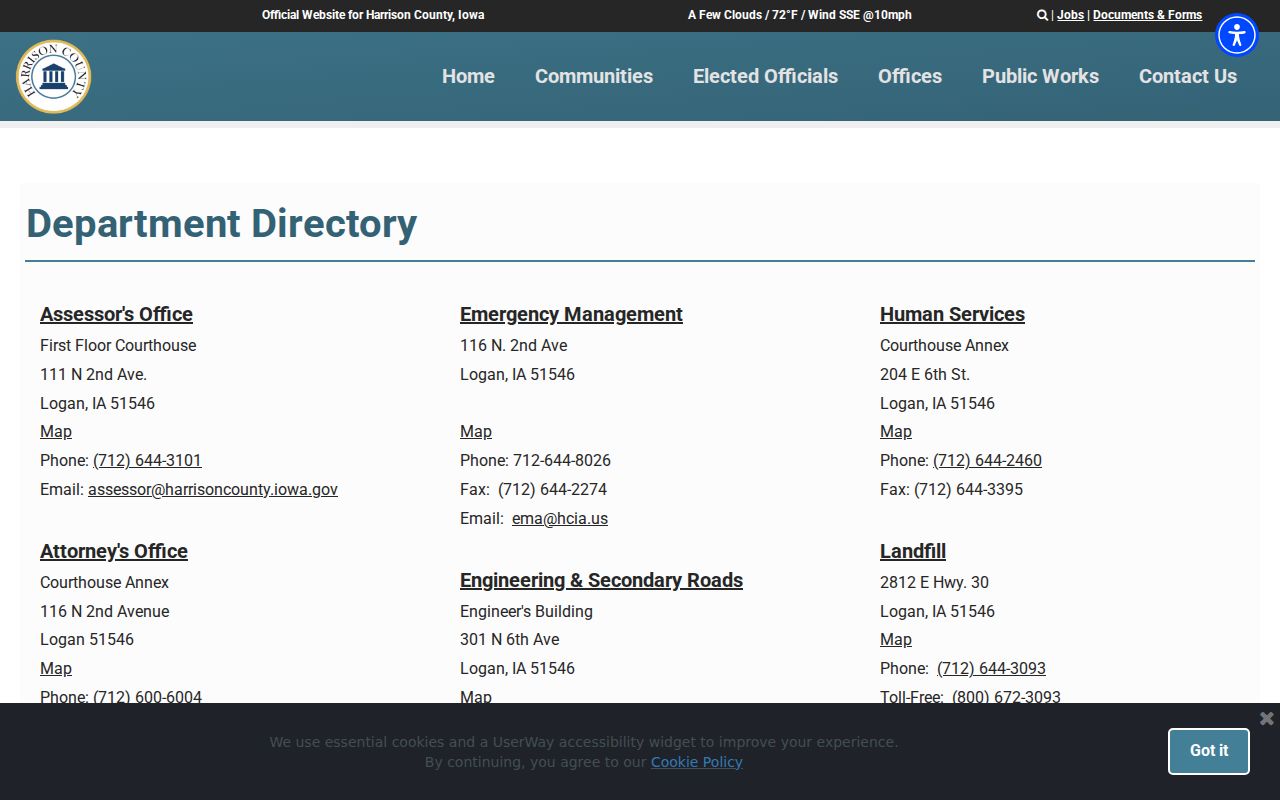 Harrison County criminal record office directory