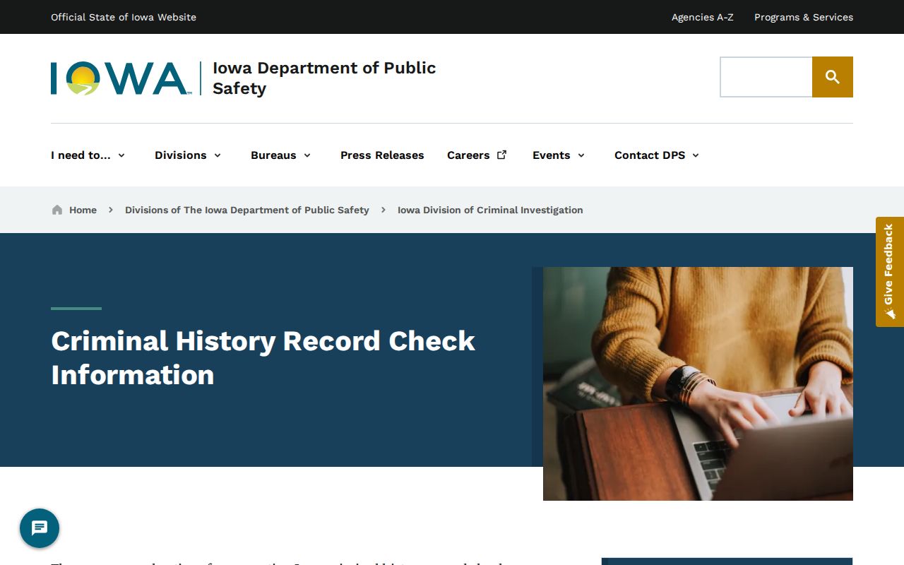 Harrison County criminal history check through Iowa DCI