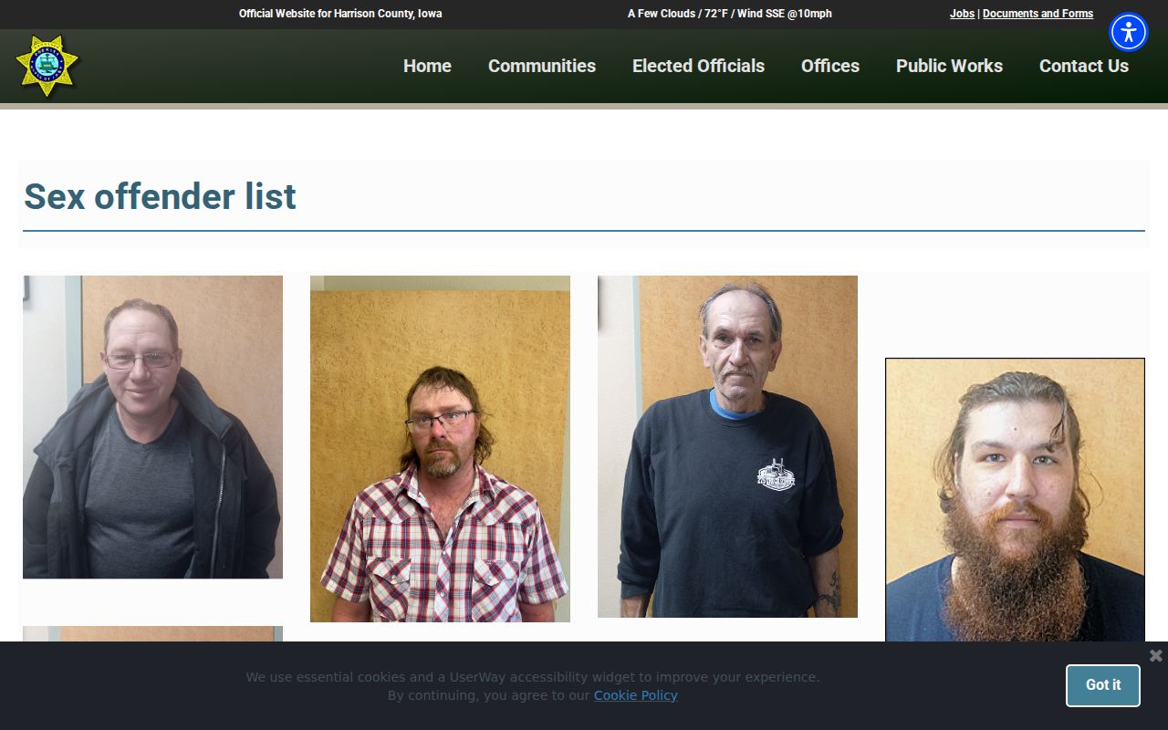 Harrison County sex offender list acknowledgment screen