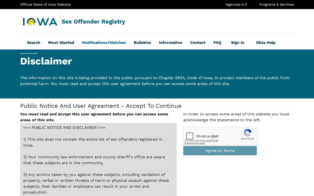 Harrison County sex offender registry basic search agreement