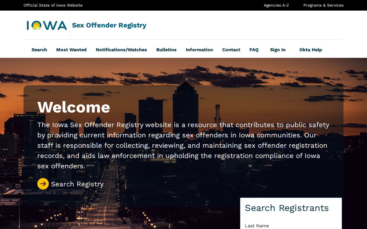 Harrison County sex offender lookup on the Iowa Sex Offender Registry